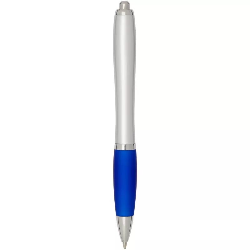 Nash długopis kulkowy z tworzyw sztucznych pochodzących z recyklingu z certyfikatem RCS, ze srebrnym korpusem i kolorowym uch - Błękit królewski (10644953)