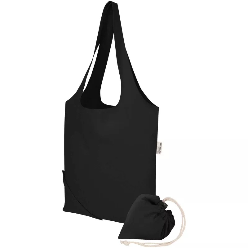Madras Blend - torba na zakupy, wykonana z recyklingowanej baweły o gramaturze 140 g/m² posiadającej certyfikat GRS, składana - Czarny (12080590)