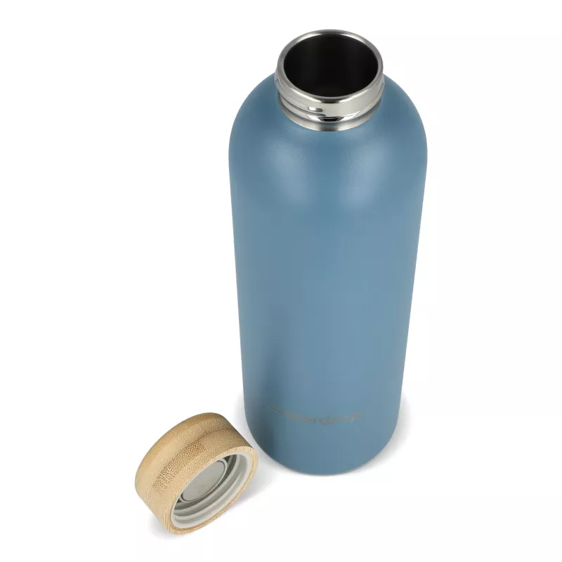 Butelka ze stali nierdzewnej Waterdrop z bambusową nakrętką 600 ml - niebieskoszary (LT47002-N0065)