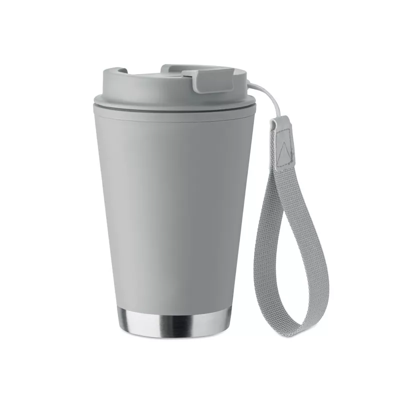 Kubek dwuścienny z PP z paskiem 300 ml TOPIZ - Szary (MO2596-07)