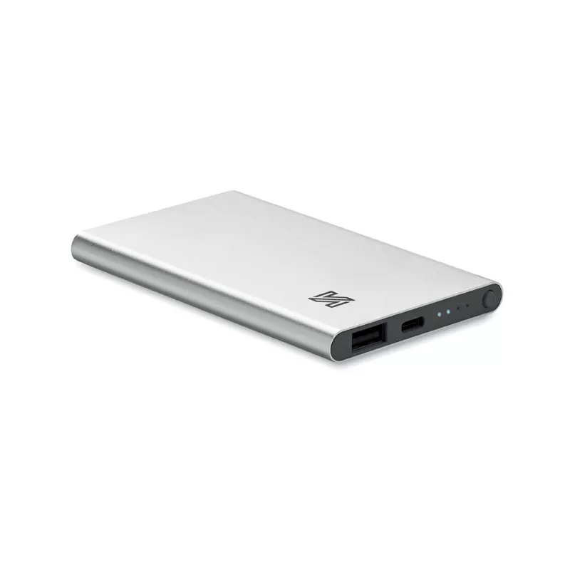 Powerbank płaski 4000 mAh aluminiowy POWERFLAT C - Srebrny Mat (MO6825-16)