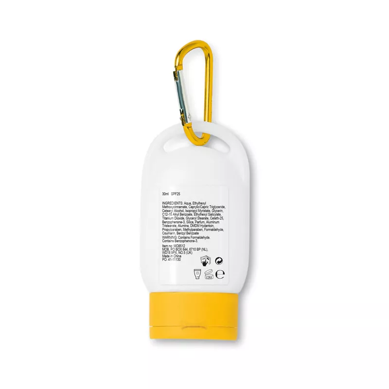 Krem do opalania SPF 25 z karabińczykiem 30 ml SUNCARE - Zólty (MO8512-08)