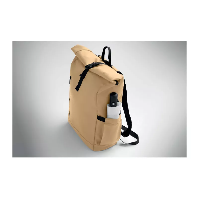 Plecak rolltop na laptop RPET 600D BANGKOK ROLL - Khaki (MO2643-39)