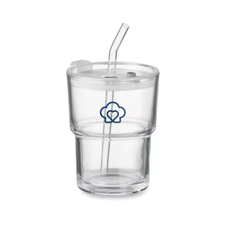 Kubek szklany ze słomką 400 ml SIP - Przezroczysty (MO2502-22)