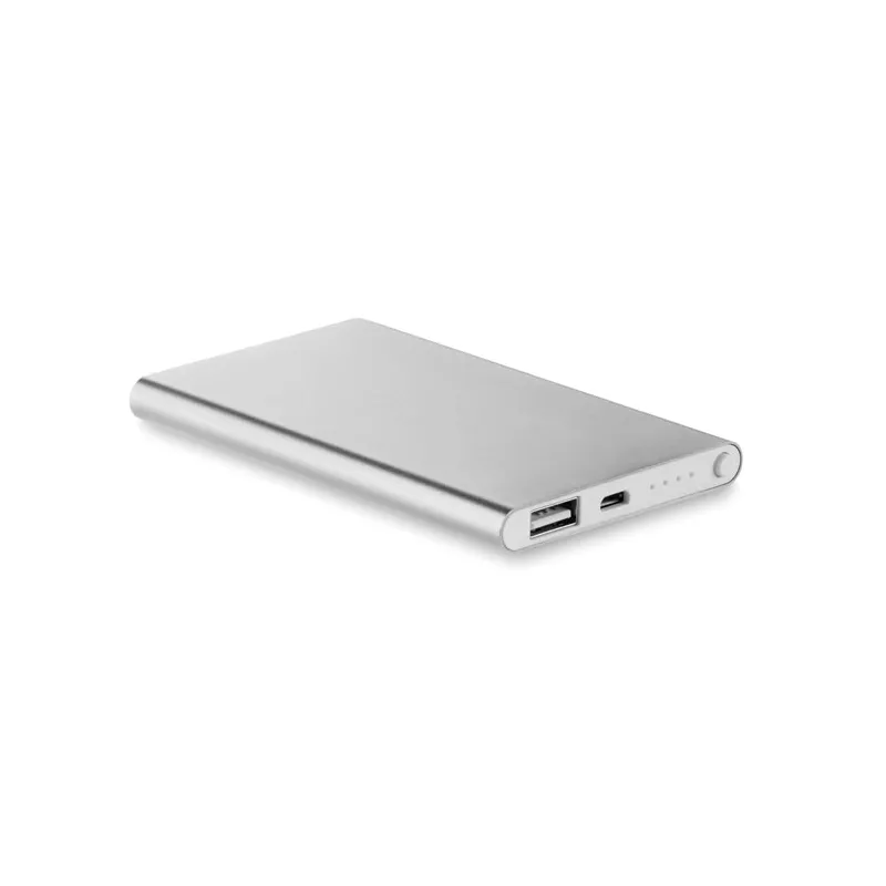 Powerbank płaski aluminiowy 4000 mAh POWERFLAT - Srebrny Mat (MO8735-16)