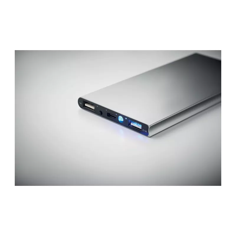 Powerbank 8000 mAh aluminiowy POWERFLAT8C - Srebrny Mat (MO2340-16)