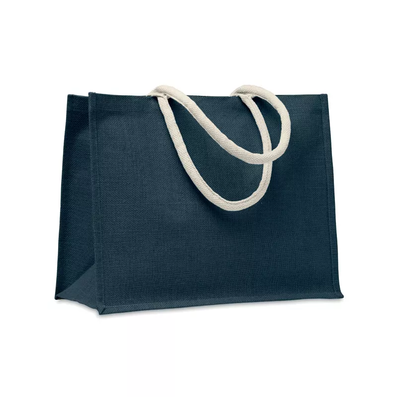 Torba jutowa laminowana z bawełnianymi uchwytami AURA - Niebieski (MO6443-04)