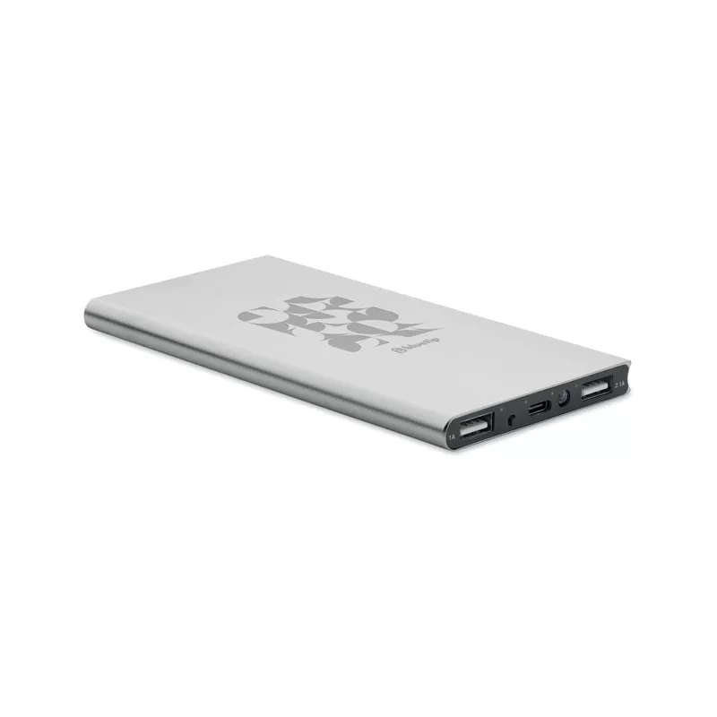 Powerbank 8000 mAh aluminiowy POWERFLAT8C - Srebrny Mat (MO2340-16)