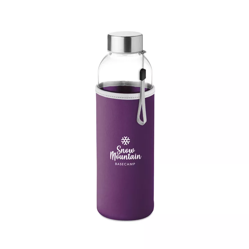 Butelka szklana 500 ml w neoprenowym etui UTAH GLASS - Fioletowy (MO9358-21)