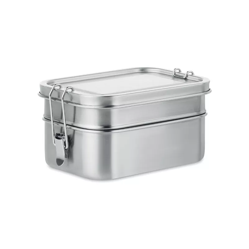 Pudełko na lunch stalowe 2 komory 1200 ml DOUBLE CHAN - Srebrny Mat (MO6212-16)