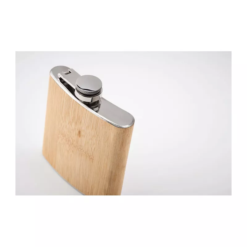 Piersiówka z bambusowym wykończeniem 170 ml HIPHIP - Bezowy (MO6356-13)