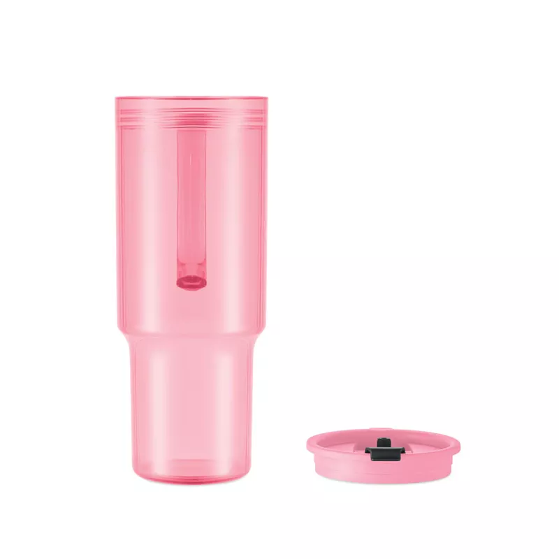 Kubek z RPET ze słomką 1200 ml MUGORA - Przezroczysty Rózowy (MO2964-31)