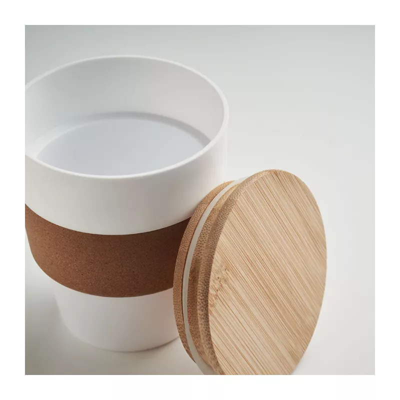 Kubek z PP z korkową opaską 300 ml GALAO - Bialy (MO6981-06)