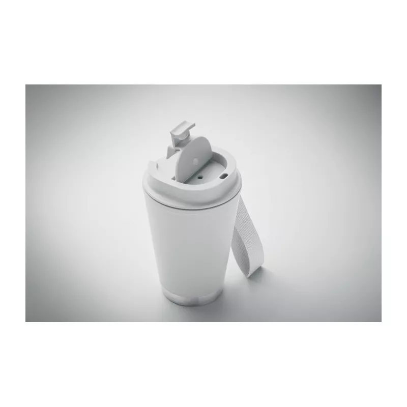 Kubek dwuścienny z PP z paskiem 300 ml TOPIZ - Bialy (MO2596-06)