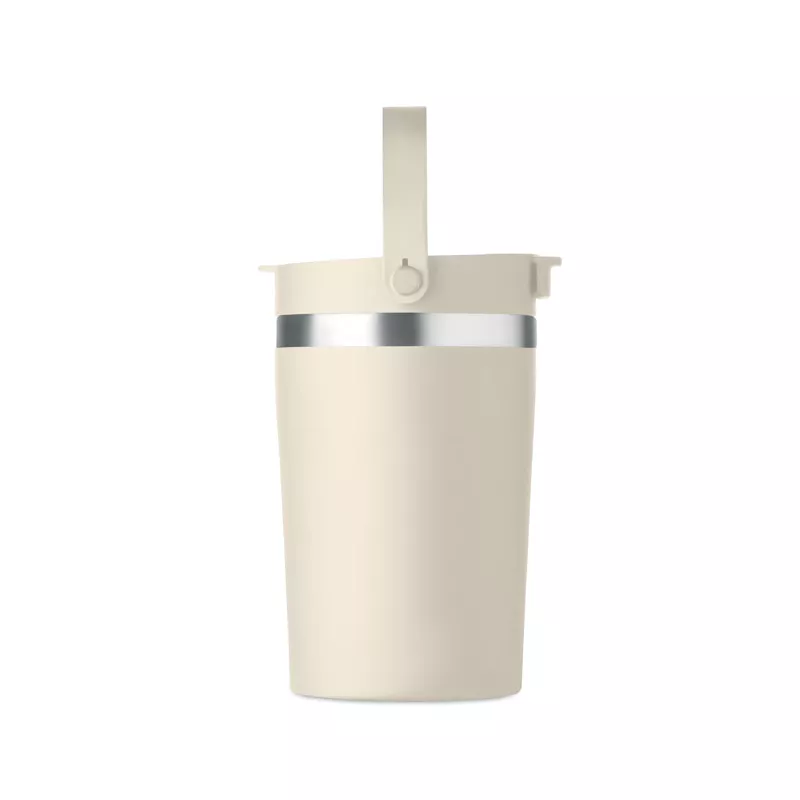 Kubek termiczny ze słomką i paskiem 350 ml COZYCUP - Bezowy (MO2922-13)