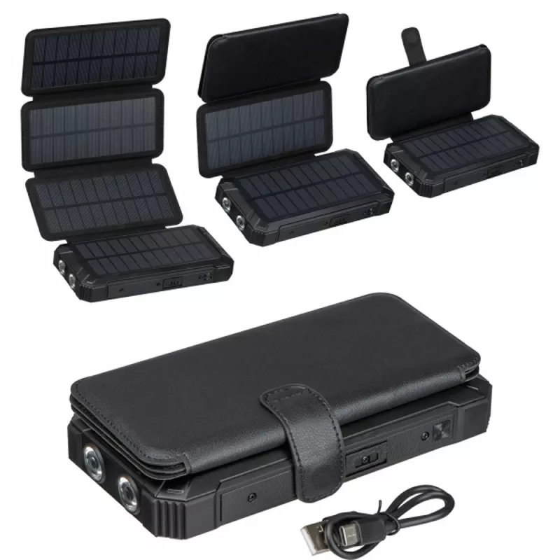 Power bank 20000 mAh solarny PETRA - czarny (3389903)