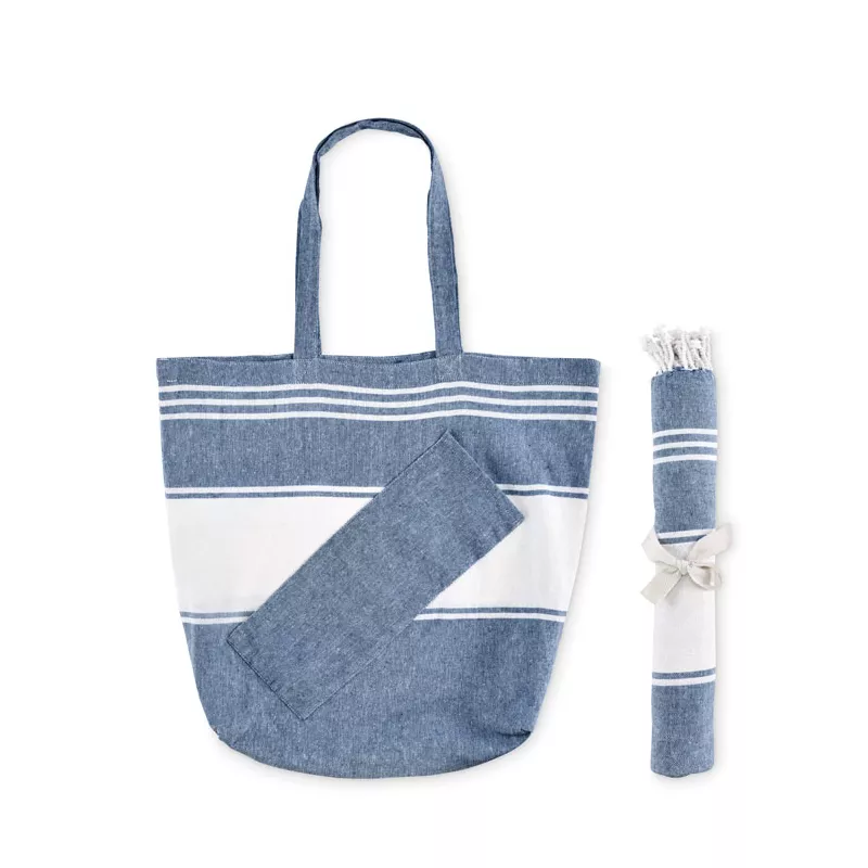 Torba plażowa z ręcznikiem hammam 180 g/m² HUMMUM - Niebieski (MO2954-04)