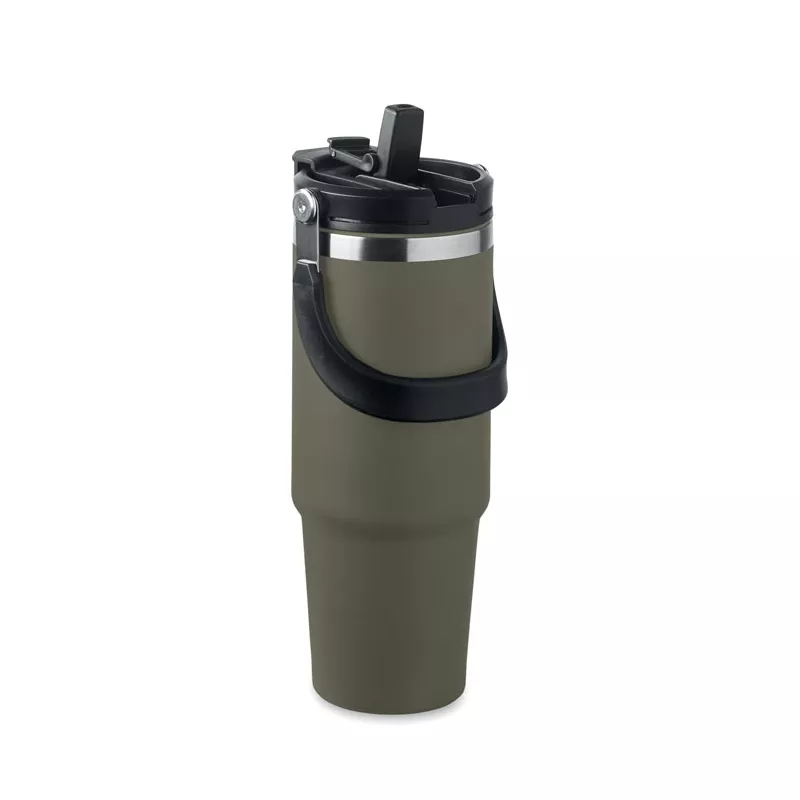 Kubek termiczny ze słomką ze stali 850 ml SUMA HAND - Ciemnozielony (MO2561-60)