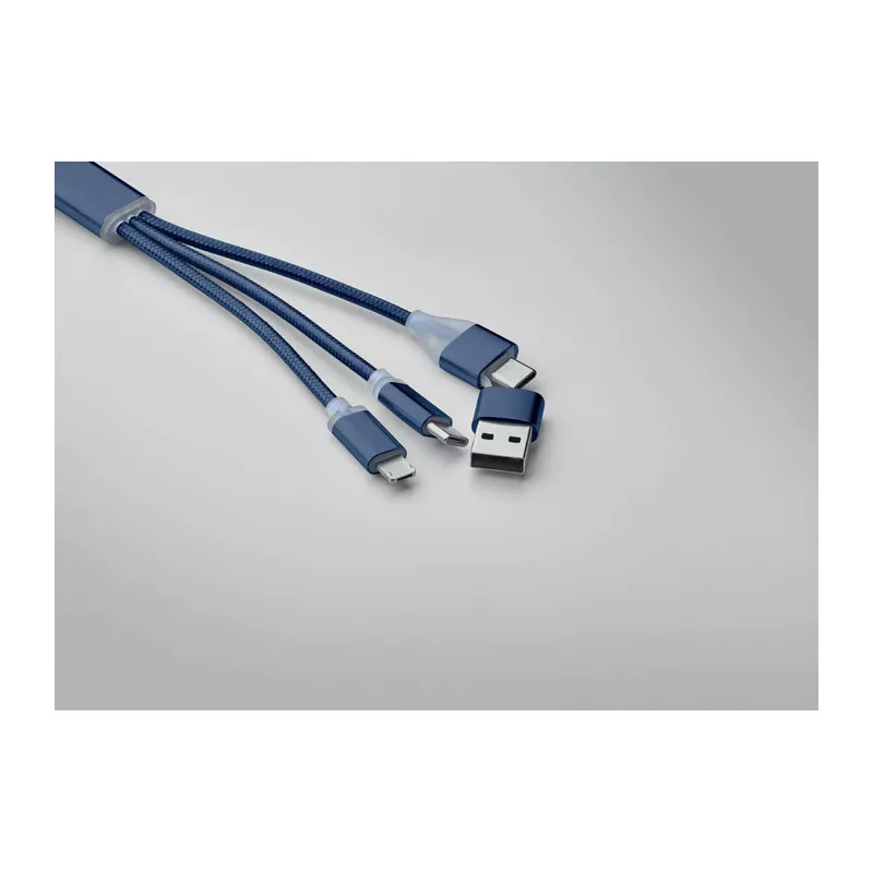 Kabel do ładowania 4 w 1 z brelokiem BLUE - Francuski Granat (MO2141-85)