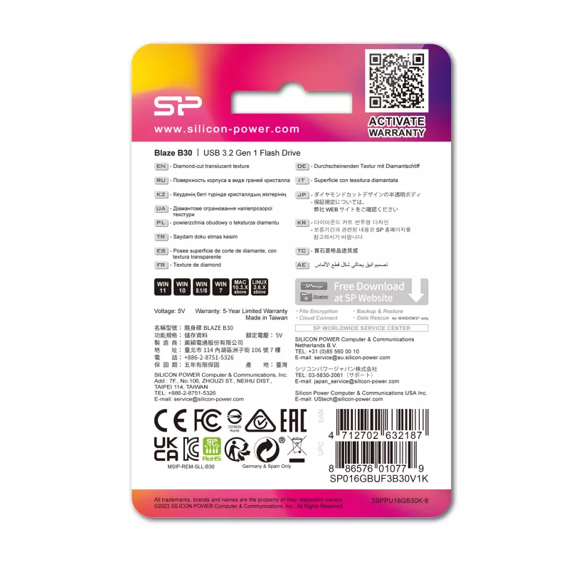 Pendrive Blaze B30, 8GB 3.1 Silicon Power - czarny (EG814003 8GB)