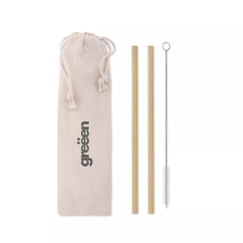 Słomki bambusowe 2 szt. NATURAL STRAW - Bezowy (MO9630-13)