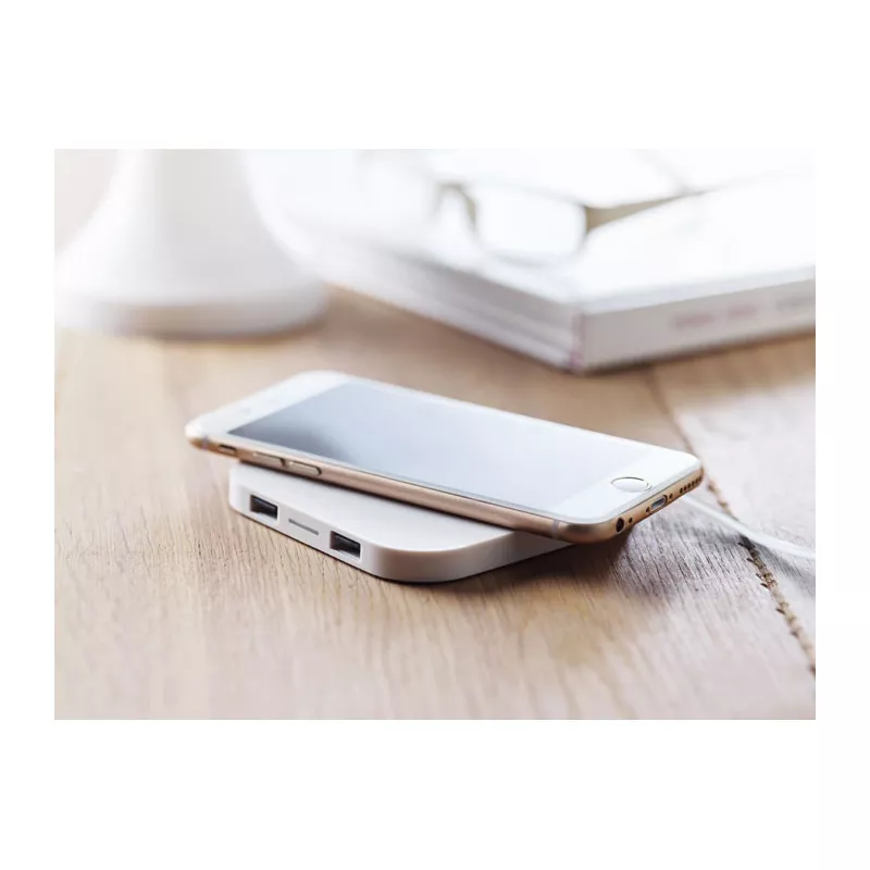 Ładowarka bezprzewodowa 15W z portami USB UNIPAD - Bialy (MO9309-06)