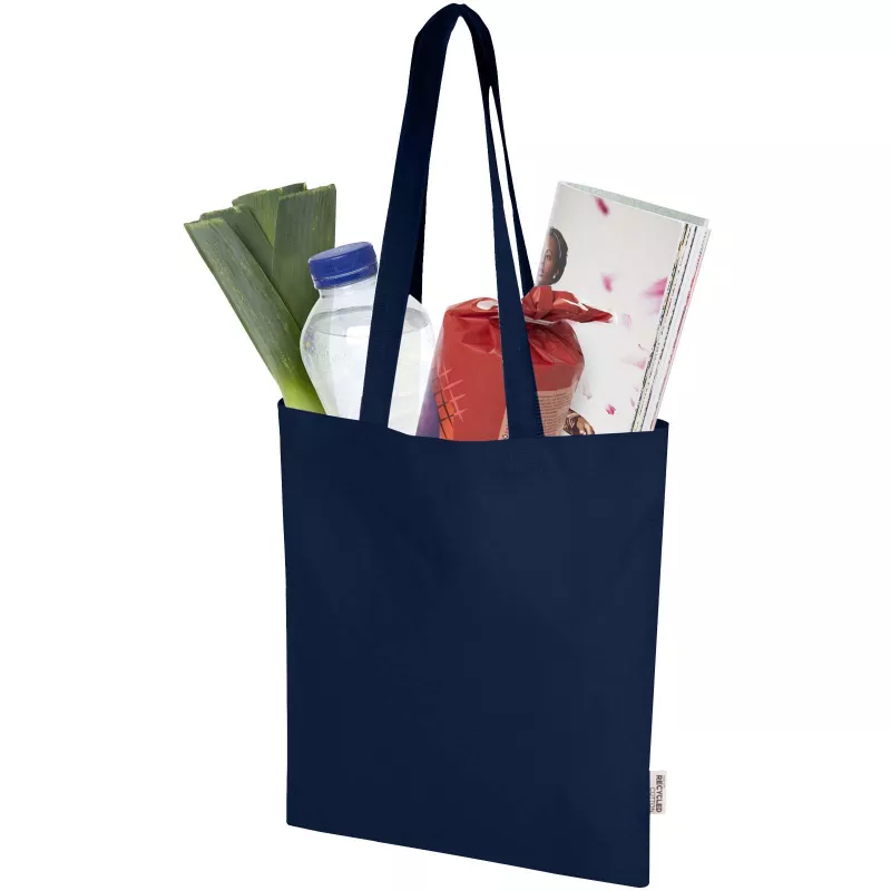 Madras Blend torba na zakupy z bawełny z recyklingu z certyfikatem GRS o gramaturze 140 g/m² i pojemności 7l - Granatowy (12076055)