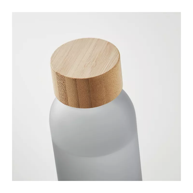 Butelka szklana matowa 500 ml z bambusową zakrętką ABE - Przezroczysty Szary (MO2105-27)