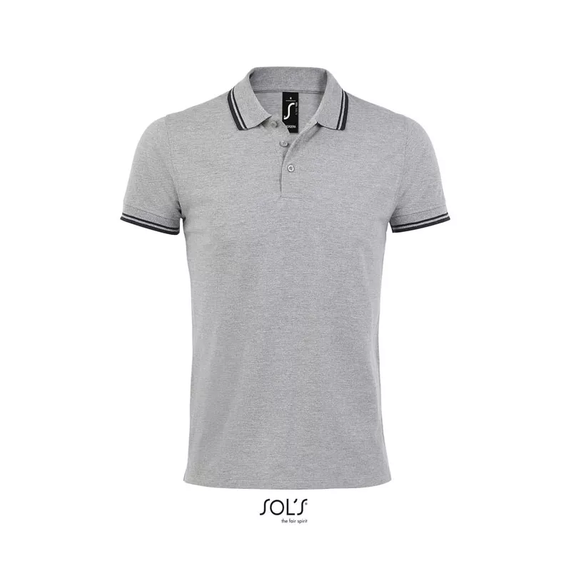 Koszulka polo męska bawełniana 200 g/m² Sol's PASADENA - Grey Melange/ French Navy (S00577-GF)