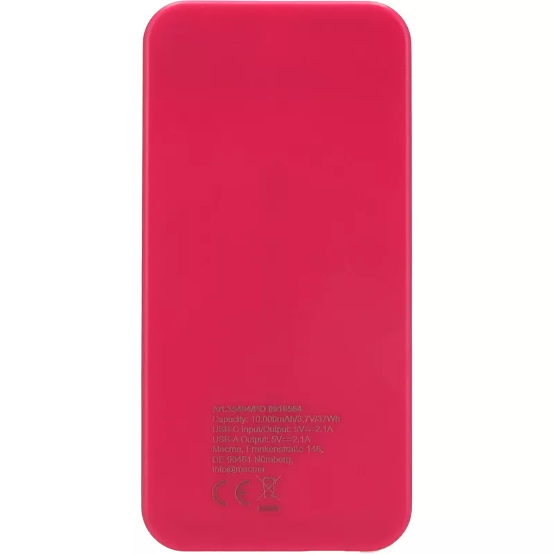 Power bank z ABS z recyklingu 10000 mAh PRESTON - różowy (3549411)