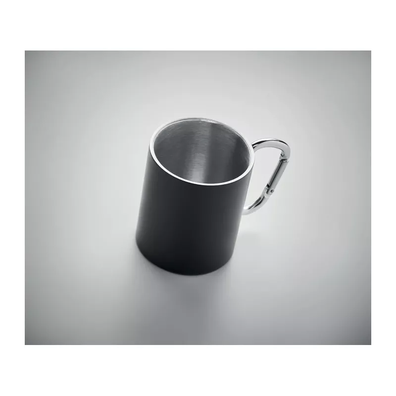 Kubek stalowy z karabińczykiem 300 ml TRUMBA - Czarny (MO6873-03)