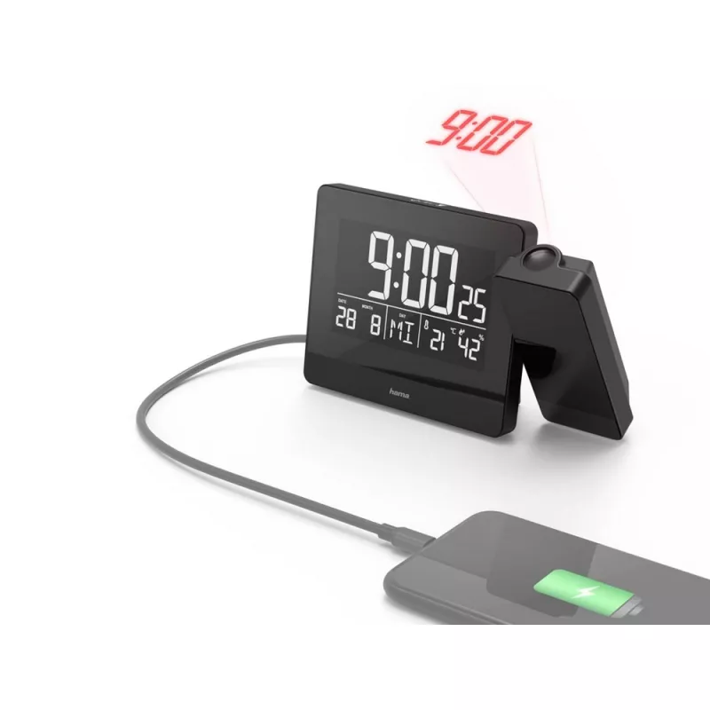 Zegar, budzik z projektorem Hama Plus Charge - czarny (VH062-03)