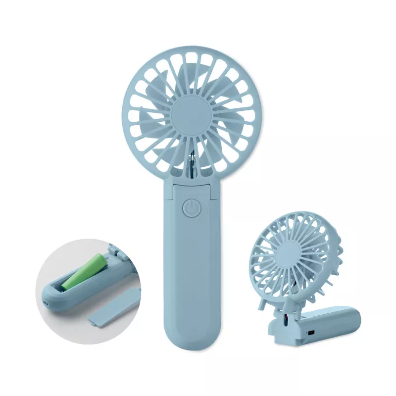 Wentylator ręczny składany z 3 prędkościami IBERA - Baby Blue (MO2779-66)