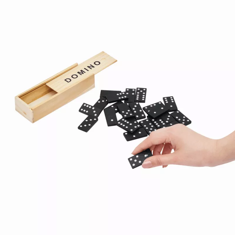 Klasyczna gra DOMINO - czarny, drewniano (56-0501011)