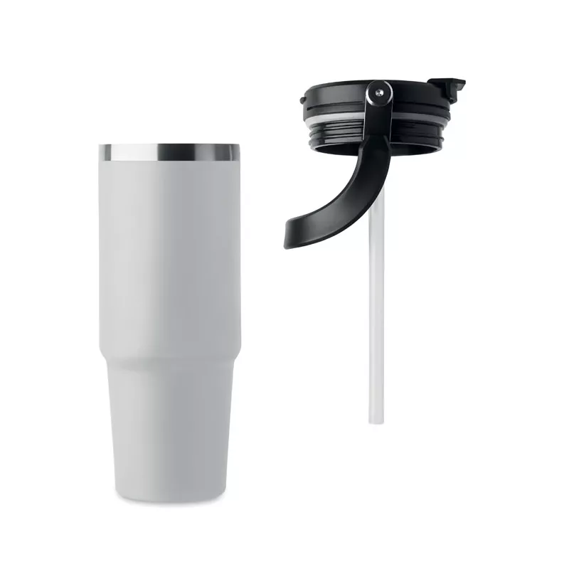 Kubek termiczny ze słomką ze stali 850 ml SUMA HAND - Bialy (MO2561-06)