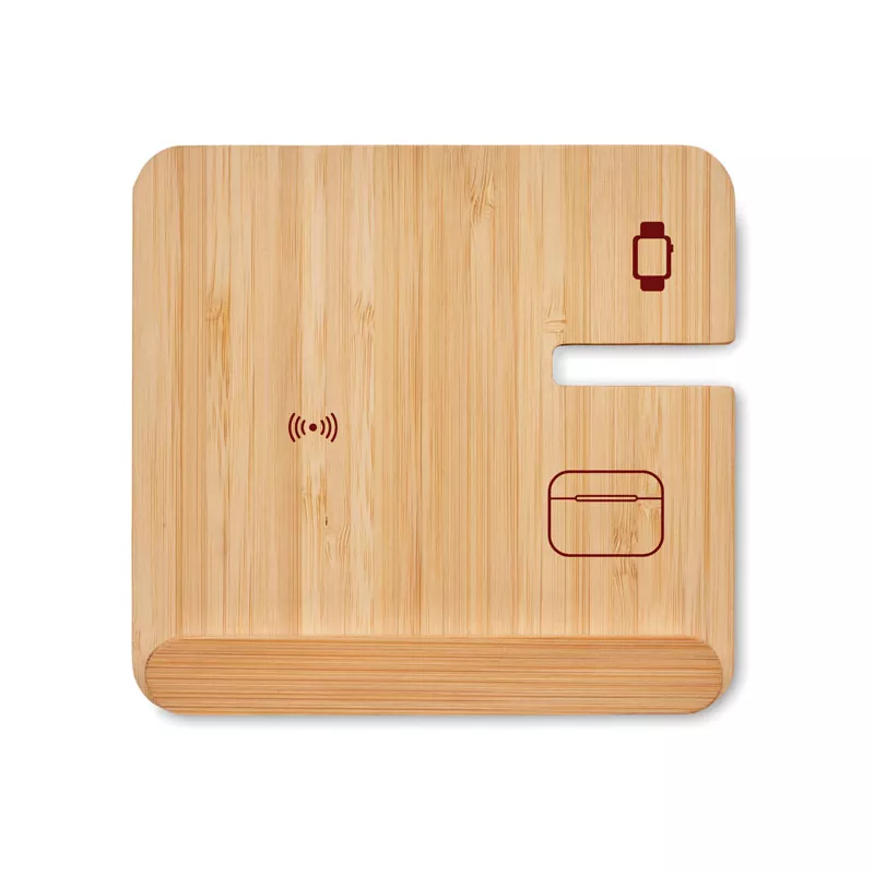 Stacja ładująca 3 w 1 15W w bambusowym etui BOOGAR - Drewna (MO2458-40)