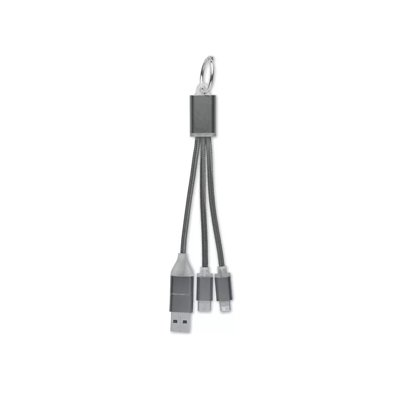 Kabel do ładowania 4 w 1 z brelokiem BLUE - Tytanowy (MO2141-18)