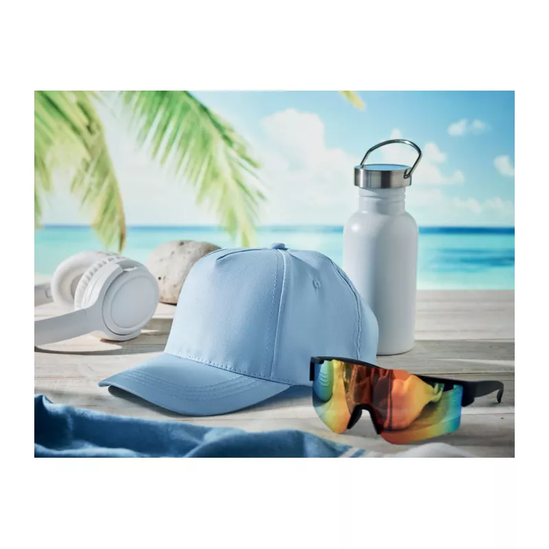 Czapka z daszkiem 5-panelowa z bawełny 160 g/m² BUZZ - Baby Blue (MO1447-66)