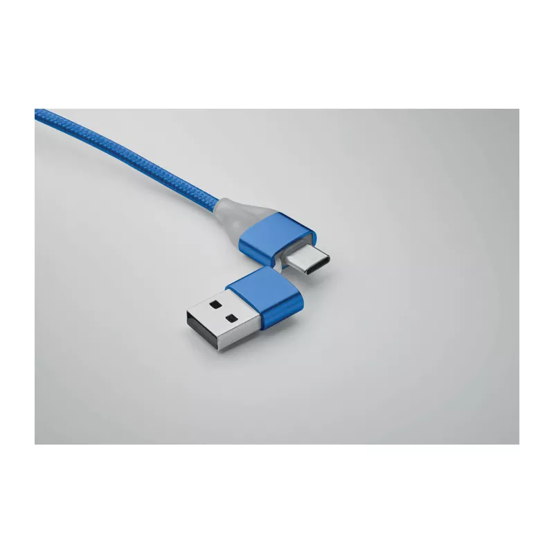 Kabel do ładowania 4 w 1 z brelokiem BLUE - Niebieski (MO2141-37)