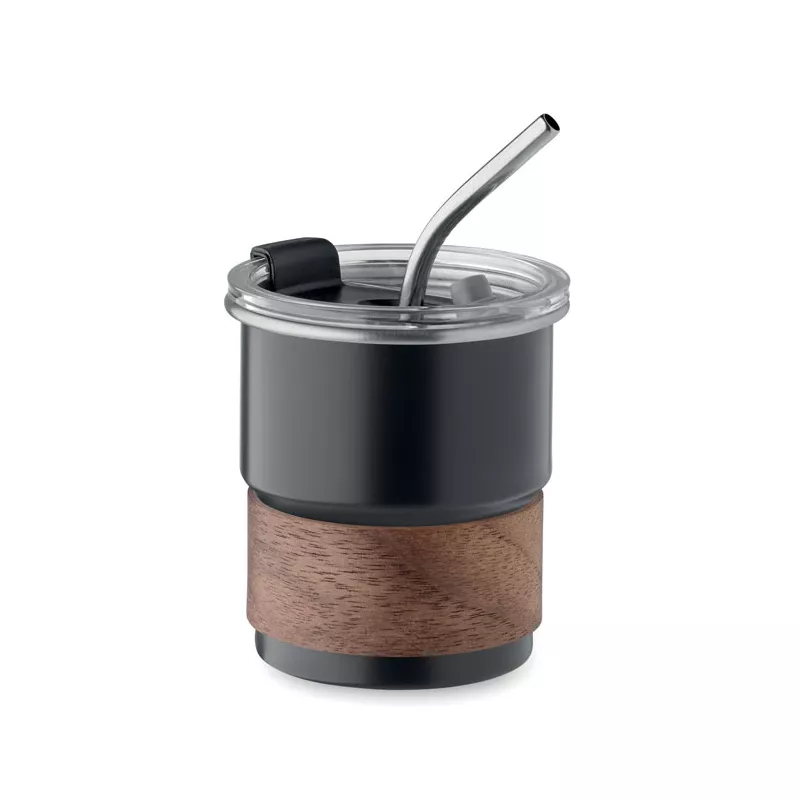 Kubek stalowy ze słomką 260 ml MATE - Czarny (MO2423-03)