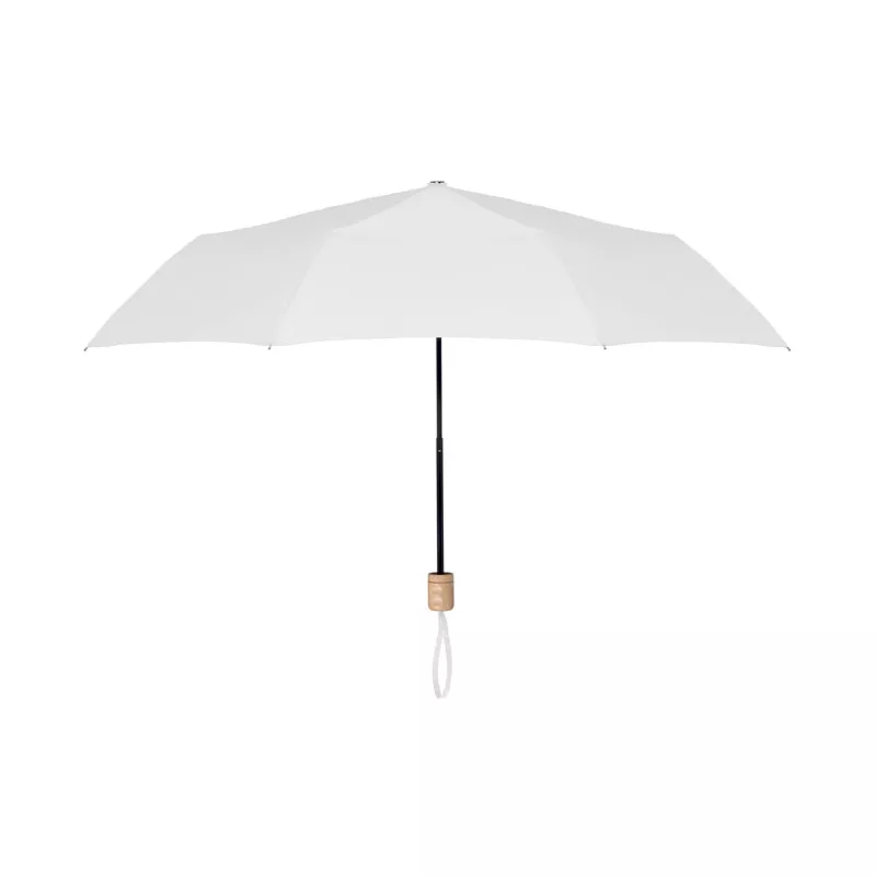 Parasol składany 21" z RPET z drewnianą rączką TRALEE - Bialy (MO9604-06)