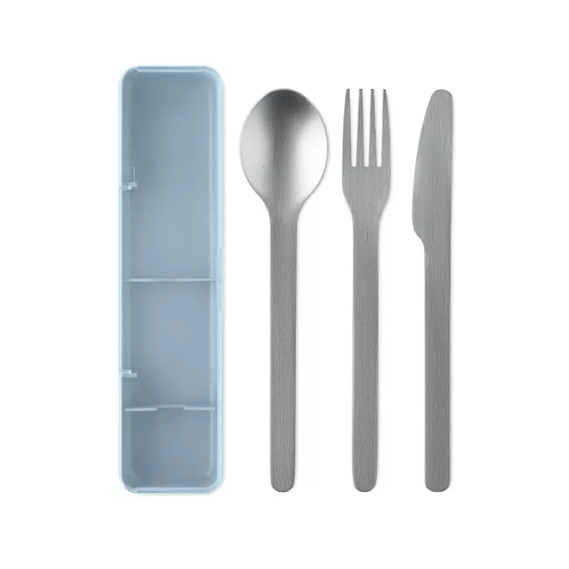 Zestaw sztućców stalowych w etui MESTECK - Baby Blue (MO2677-66)