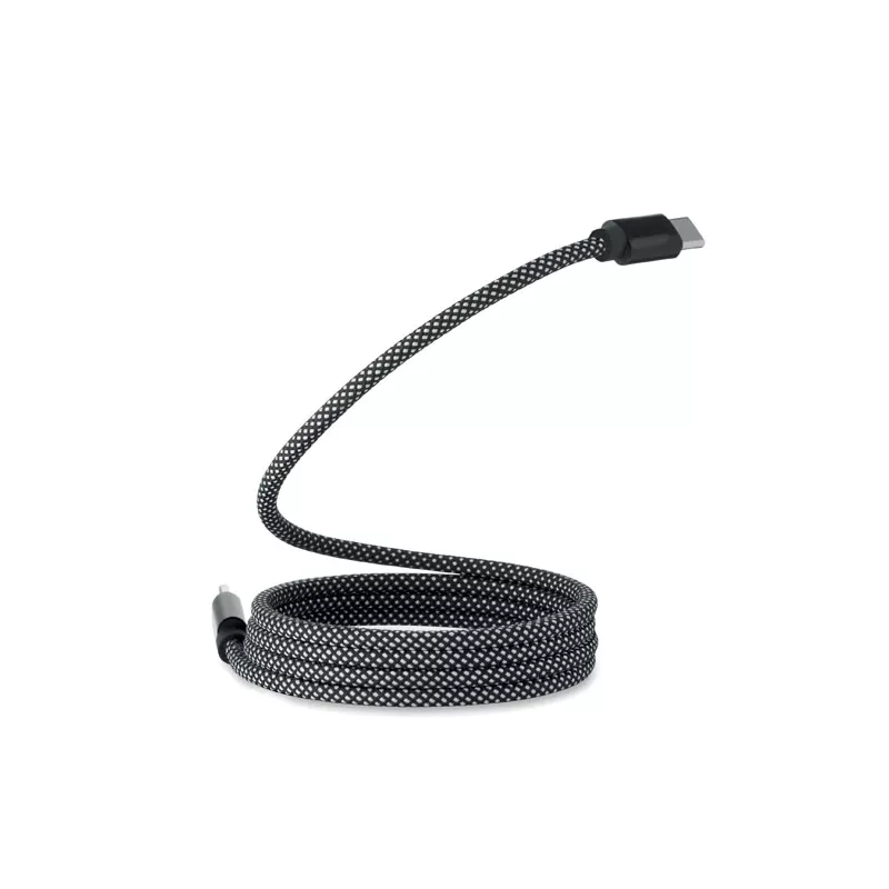 Kabel magnetyczny pleciony USB-C 60W z RPET BRAID - Bialy/Czarny (MO2778-33)