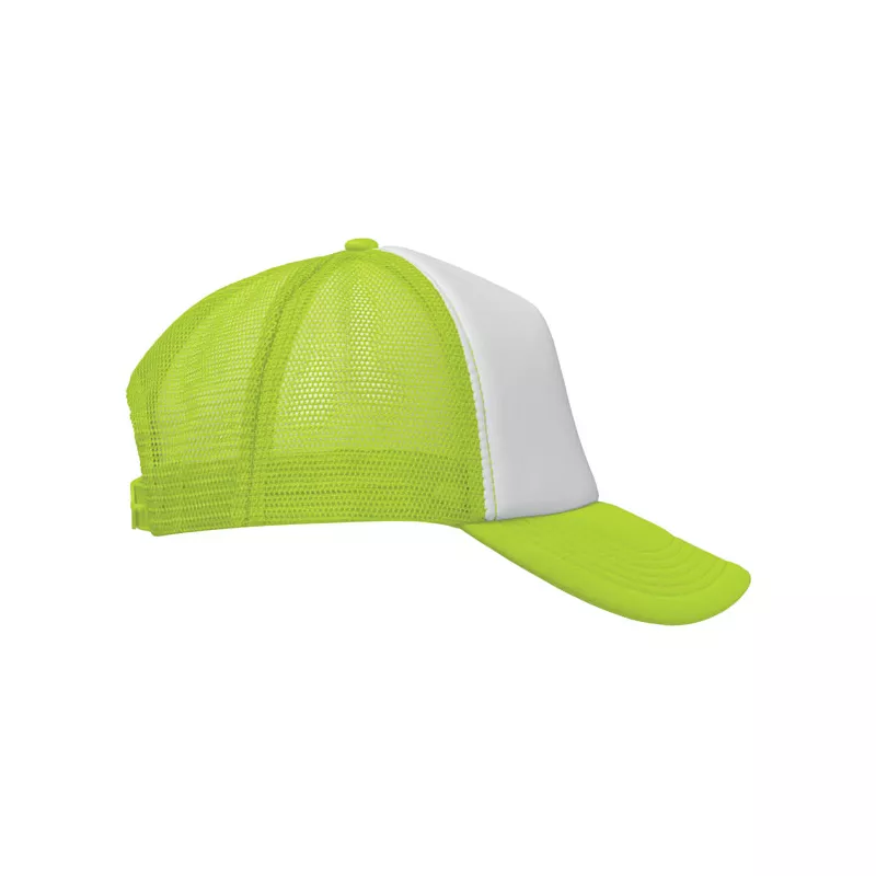 Czapka trucker 5-panelowa 150 g/m² BUBBLE - Biały/Neonowy Żółty (MO2269-84)