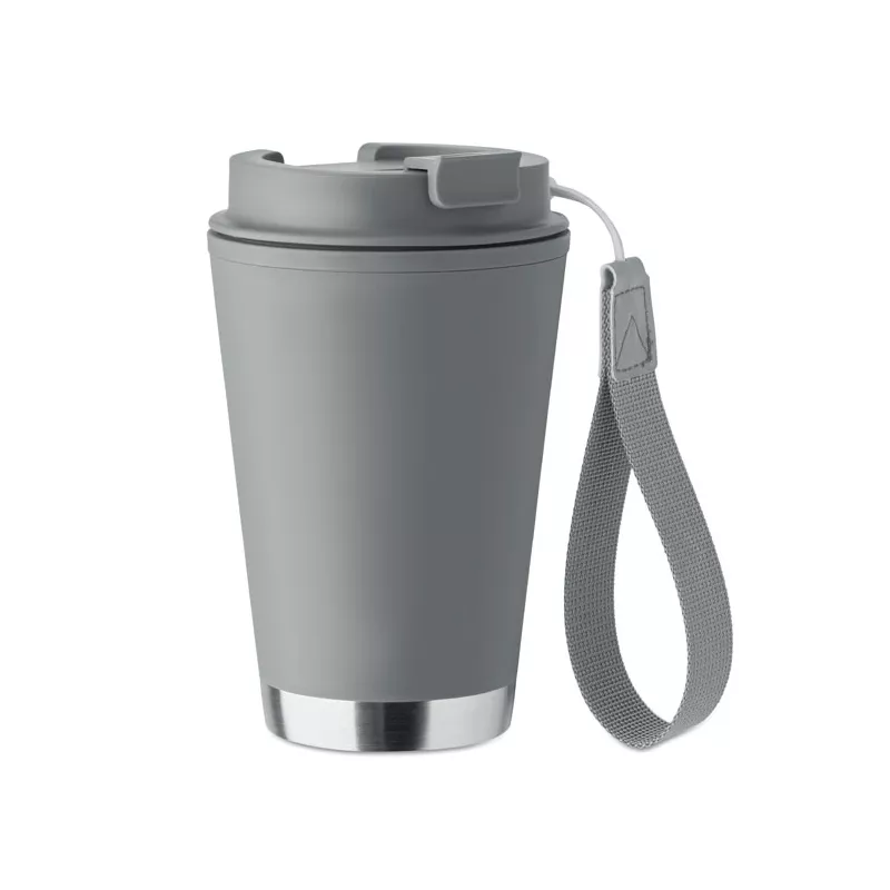 Kubek dwuścienny z PP z paskiem 300 ml TOPIZ - Kamienny Szary (MO2596-15)