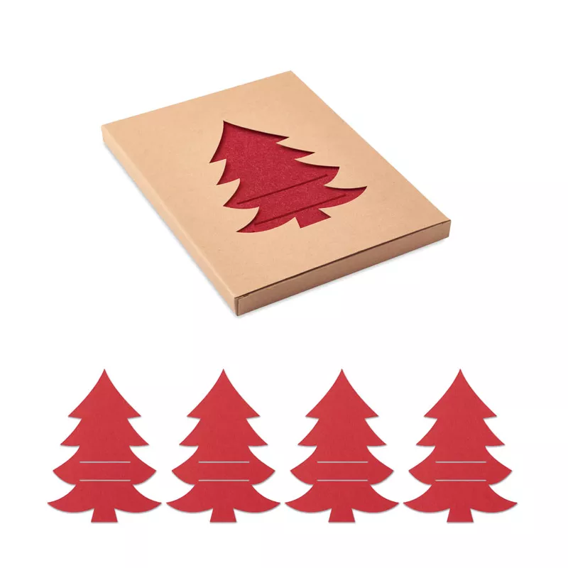 Uchwyty na sztućce z filcu RPET 4 szt. TREESGUARD - Czerwony (CX1479-05)