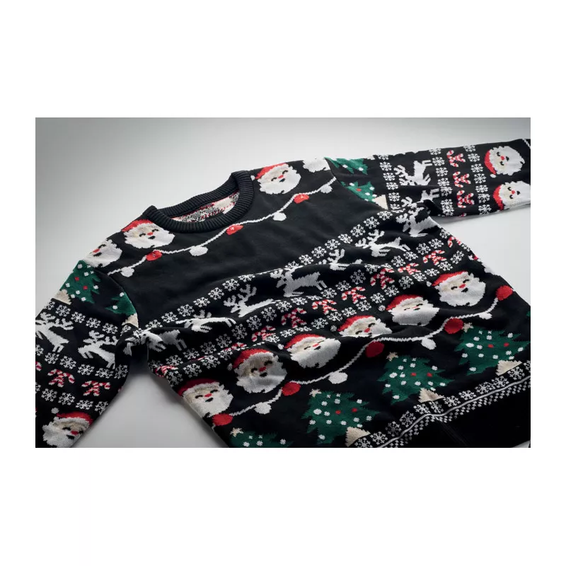Sweter świąteczny z 10 lampkami LED L/XL SHAMIS LARGE - Czarny (CX1554-03)
