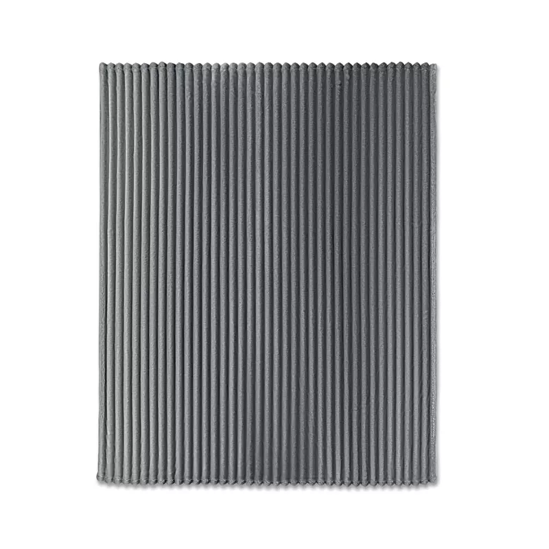Koc polarowy RPET w paski 130x170 cm 450 g/m² NIEVE - Kamienny Szary (MO3184-15)