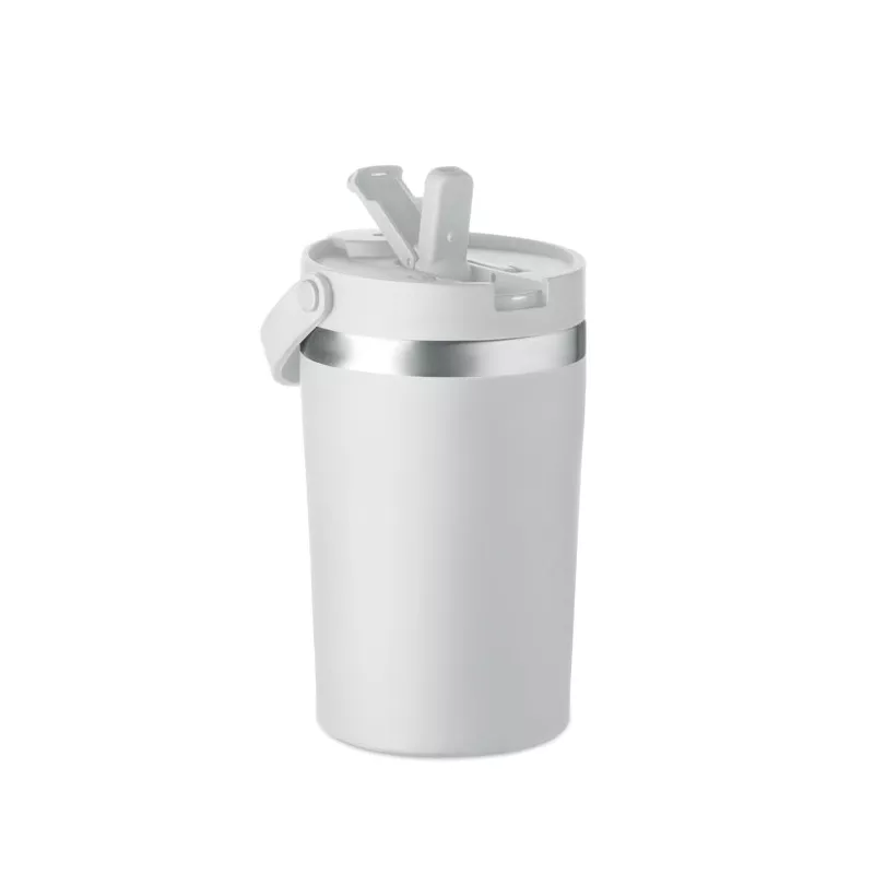 Kubek termiczny ze słomką i paskiem 350 ml COZYCUP - Bialy (MO2922-06)