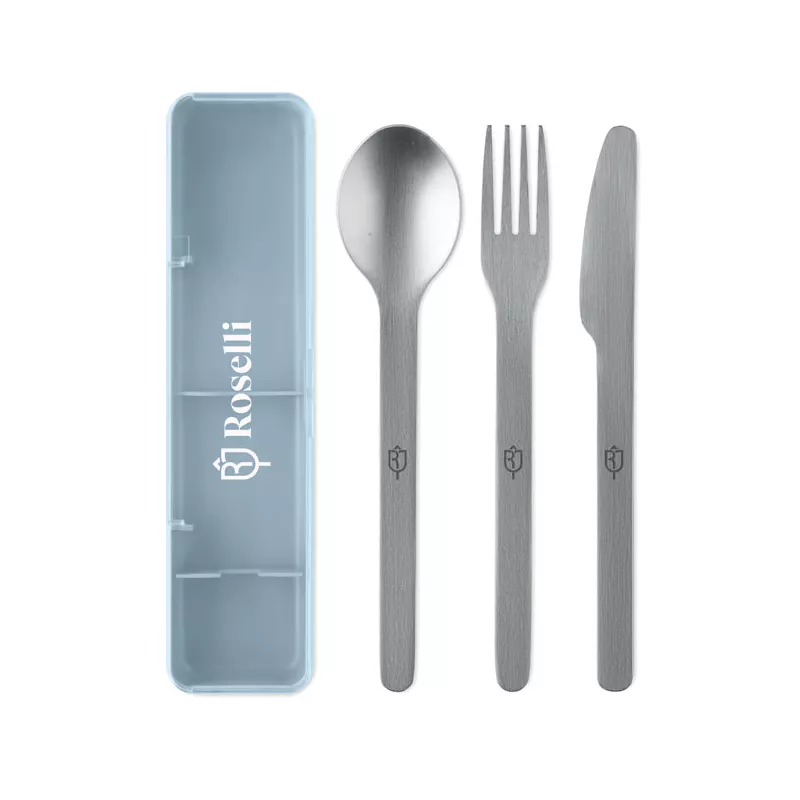 Zestaw sztućców stalowych w etui MESTECK - Baby Blue (MO2677-66)